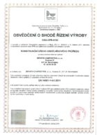 Osvědčení o shodě řízení výroby